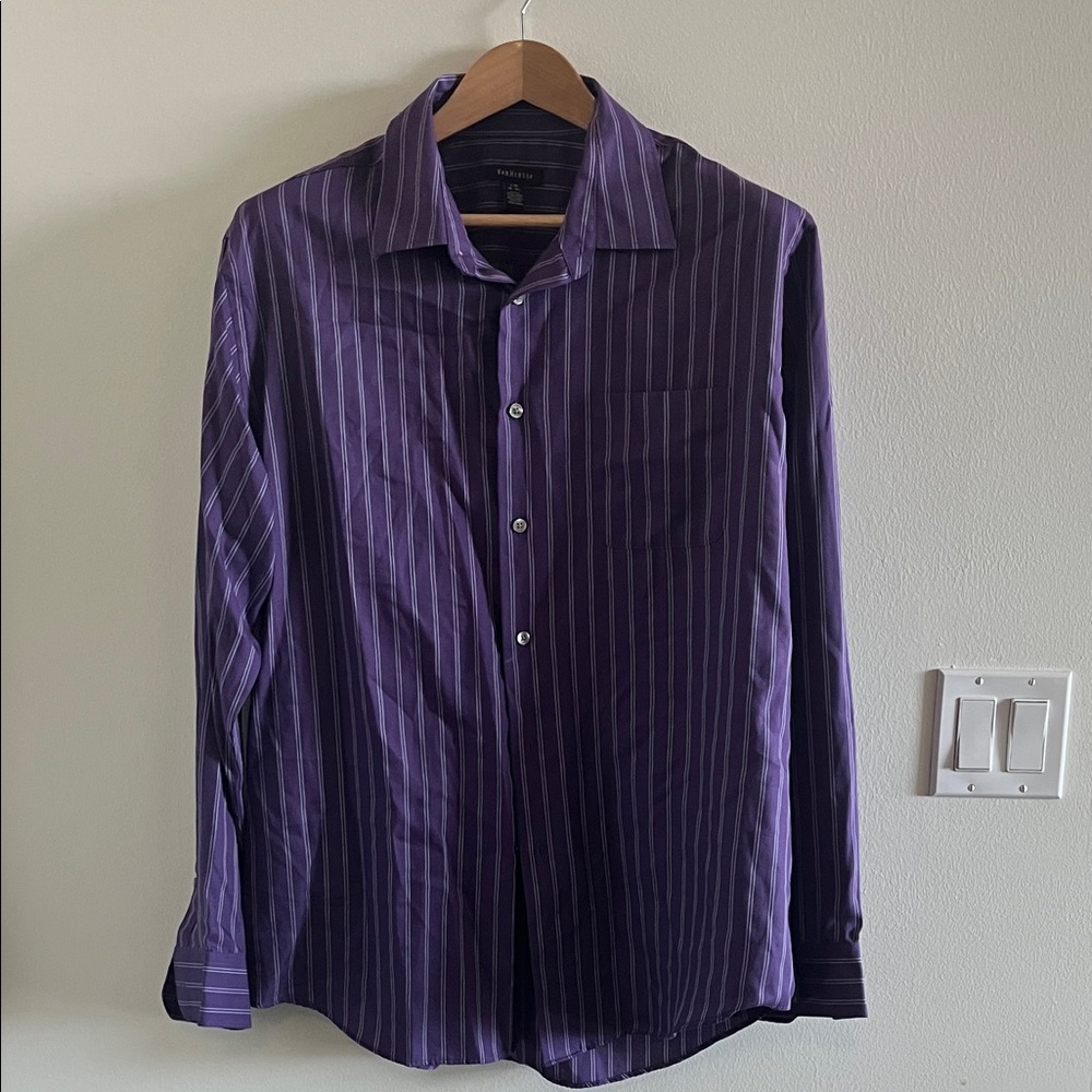 Van Heusen Men's Purple Striped Button Down Shirt